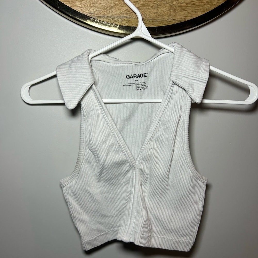 Garage Ivory Ribbed Sleeveless Crop Top